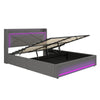 Ottoman Storage Upholstered Bed Frame with LED Lights 4ft6 Double Size Bed Grey