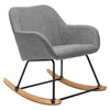 High Back Rocking Armchair Sofa Velvet Linen Solid Wood Swing Lounge Chair Seat