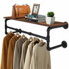 Industrial Pipe Clothes Rack W/ Top Shelf Coat Hanger Hanging Rod Closet Storage