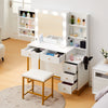 Dressing Table With LED Lights Mirror Vanity Table Makeup Desk Hidden Storage