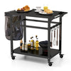 Outdoor Grill Cart Pizza Oven Table Food Prep Worktable BBQ Trolley Lockable