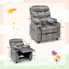 Larger Kids Recliner Chair Adjustable Velvet Fabric Lounge Sofa Recliner-Grey