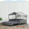 Rattan Dog House Extendable Outdoor Wicker Water-Resistant Roof Dog Pets Bed