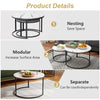 Coffee Table Set of 2 Nesting Accent Tables White Marble Top Stacking Side Desk