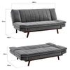 3 Seater Grey Velvet Sofa Bed - Mondaine