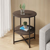 Industrial Small Side Table Nightstand Round Sofa End Table with 2 Storage Rack