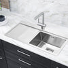 Large Deep Single Bowl Square 304 Stainless Steel Kitchen Sink w/ Drainer Kit UK