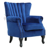 Upholstered Wing Back Chesterfield Sofa Velvet Button Tub Chair Scallop Armchair