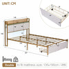 4ft6 Double Gold Metal Bed Frame with Drawer Storage Headboard Charging Station
