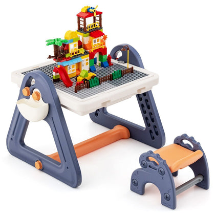 2-in-1 Kids Art Table & Easel Convertible Multi-activity Table & Chair Building