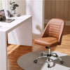 Faux Leather Mid Back Office Chair Adjustable Armless Vanity Chair, Retro Brown
