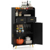 Kitchen Storage Cabinet 2 Door Buffet Sideboard with 2 Drawers Black