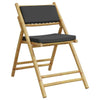 5 Piece Folding Bistro set with Dark Grey Cushions Bamboo W6F4