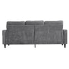 Grey L-Shaped Sofa w/3 Seater & Mobile Foot Stool, Modern Corner Sectional Couch