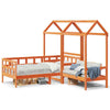 Day Bed Set with Roof Wax Brown 90x200 Solid Wood Pine Z5K8