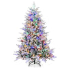 COSTWAY 6 FT Snow Flocked Artificial Christmas Tree Hinged Pre-lit Xmas Tree