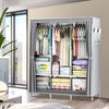 Canvas Wardrobe With Hanging Rail Shelving Fabric Clothes Storage Large Cupboard