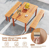 Outdoor Solid Wood Dining Table Patio Dining Table for 6-Natural