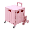 FOLDING SHOPPING CART PLASTIC CRATE TROLLEY STORAGE BOX WHEELS BOOT WITH LID 45L