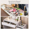 Modern Dressing Table Large Vanity Set with LED Mirror Cabinet Stool Drawers UK