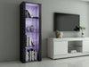 Modern Display Tall Cabinet Bookcase Shelving Units with LED Light 3 Glass Shelf