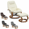 Faux Leather Swivel Recliner Chair Wooden Base w/Foot Stool Armchair Home Office