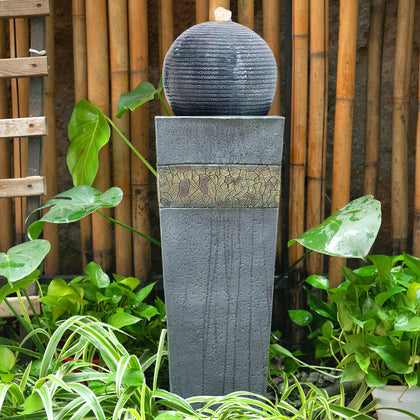 Large Rotating Ball Water Feature Garden Fountain LED Electric Statue Ornaments