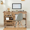2-In-1 Folding Sewing Table Rolling Craft Table Movable Sewing Desk w/Storage