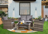 4 Piece Mix Grey Rattan Garden Sofa Set Outdoor Furniture Table Chairs & Cushion