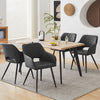 2 Pcs Brown GreyDining Chairs Faux Leather Diamond Cushion Seat With Hole