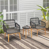 3 Piece Patio Chair Set Outdoor Rattan Bistro Set with Removable Cushion