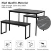 3 Piece Dining Table and Bench Set 4-Person Dinette for Kitchen Patio Outdoor