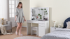 White Dressing Table Set LED Lights Mirror Bedroom Makeup Table with 4 Drawers