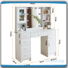 Large Dressing Table With Mirror LED Lights 7 Drawers Cabinet Vanity Makeup Desk