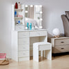 White Dressing Table MDF Makeup Desk Dresser with Slide Mirror 6 Drawers Stool