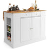 Kitchen Island Storage Cupboard W/Drop Leaf Countertop Side Racks 2-Door Cabinet