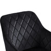 Pair of Velvet Black Dining Chairs Diamond Seats Metal Legs Living Room Kitchen