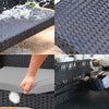 Garden Rattan Furniture Set 9 Seater Lounger Sofa Footstool Glass Table Black