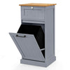 Laundry Cabinet Freestanding Tilt Out Laundry Hamper with Drawer Grey