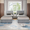 Upholstered Ottoman Bed with Hydraulic Storage Spliced Bed Frame w/ 2 Single Bed