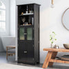 Chic Wood Storage Cabinet 2 Doors Display Organizer Pantry Cupboard Black