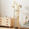 Bamboo Coat Stand Corner Clothes Rack Tree Hanger with 3 Storage Shelf