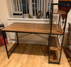 Industrial Writing Desk with Bookshelf Rustic Metal Home Office Workstation