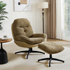 Chenille Fabric Soft Backrest Recliner Leisure Swivel Sofa Chair w/Footstool Set