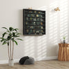 Black 7-Tier Wall-Mounted Display Cabinet, 6 Adjustable Shelves, Glass Doors