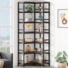 Tribesigns 200cm Tall Corner Bookshelf, 7 Tier Industrial Corner Bookcase