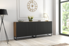 200cm Modern Sideboard | Oak Body Black Fluted Doors | Metal Frame Storage