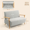 Small 2 Seater Sofa, Upholstered Loveseat Couch with Wood Frame, Grey