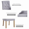 2pcs Grey Fabric Dining Chairs Button-Tufted Upholstered Armchairs with Rivets