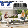 3 Pieces PE Rattan Conversation Set Patio Furniture Set White